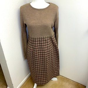 Escada Sport Shiromi York Plaid-Skirt Sweater Dress size Large